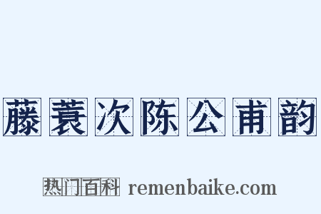 藤蓑次陈公甫韵是什么意思的图片